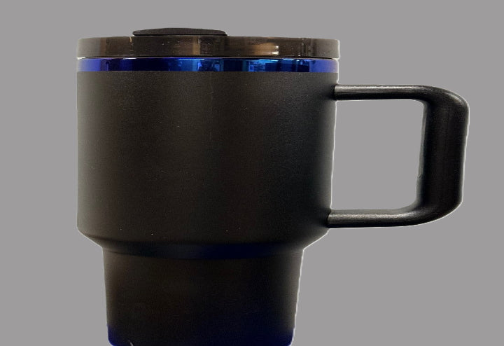 40oz Black with Blue Metal Background Stanley Style Tumbler