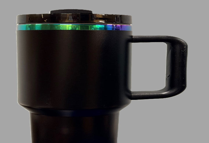 40oz. Black with Blue/Green metal Background Stanley Style Tumbler