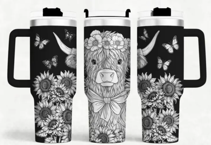 Highland Cow Cartoon Style